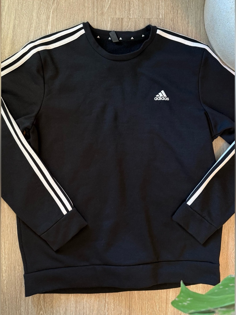 Adidas Black 3-Stripes Primegreen Fleece Crewneck Sweatshirt Women’s XL